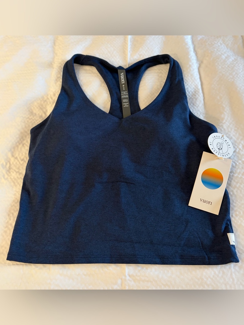 NWT Vuori Halo Performance Crop 2.0 in Blue Coast Heather - Picture 6 of 7